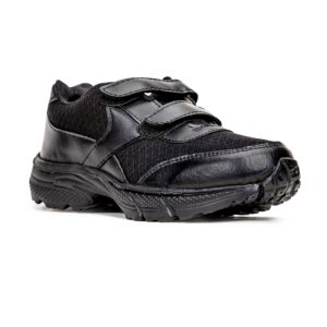 High-quality image of a black athletic shoe with Velcro closures, perfect for sports and casual wear.